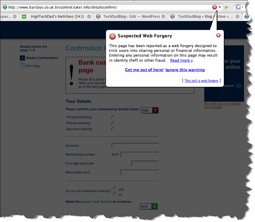 Firefox 2 Phishing Warning