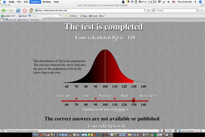 Michael's IQ test results