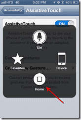 AssistiveTouch commands - screen 1