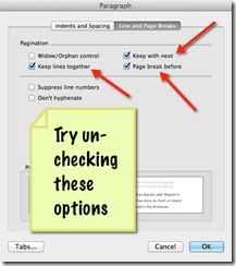 Uncheck paragraph options on Mac