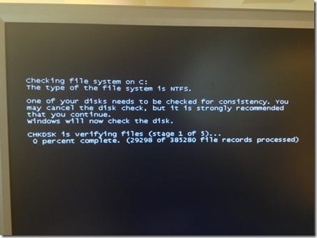 CHKDSK starting