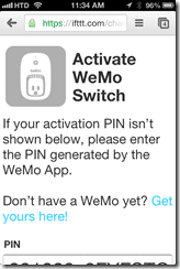 Activate WeMo switch