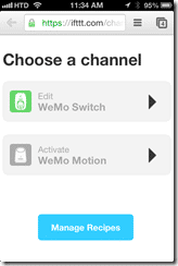 Choose iFTTT Channel