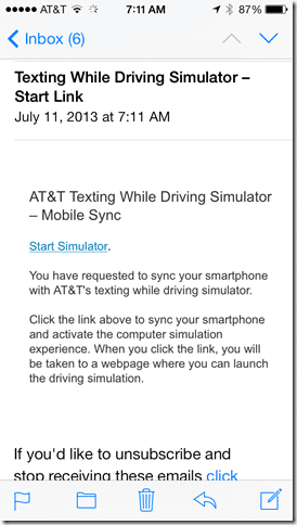 AT&T Texting & Driving simulator - mobile email