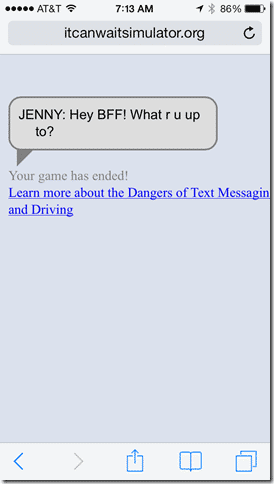 AT&T Texting & Driving simulator - mobile text