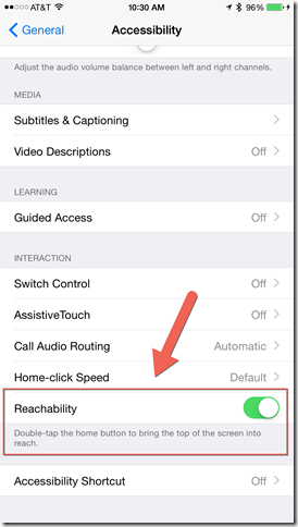Tips for iPhone 6 and 6 Plus - Reachability