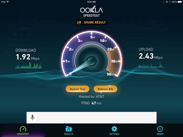 AT&T Unite Pro - speed test