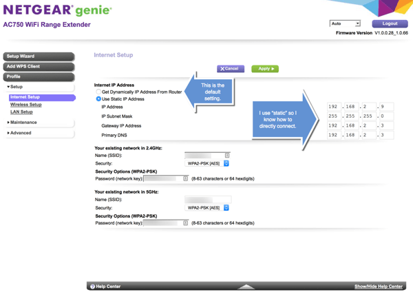 Set IP - NETGEAR AC750 WiFi Range Extender