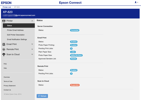 Epson XP-820 - Epson Connect