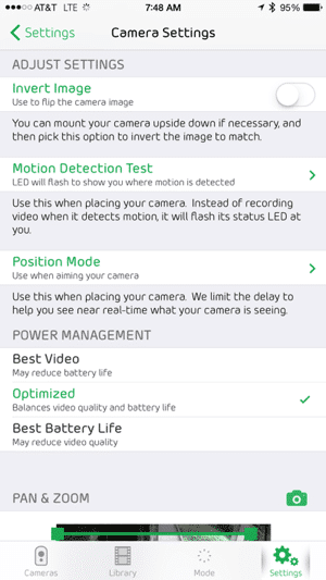 HTD NETGEAR Arlo - Camera Settings