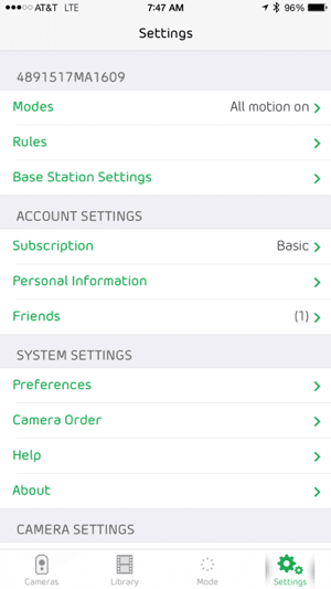 HTD NETGEAR Arlo - Settings