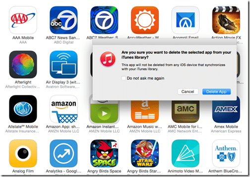 Restore a Previous Version of an iOS App - delete confirmation
