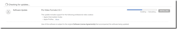 Apple Pro Video Formats Version 2.0.1 - update reinstalling