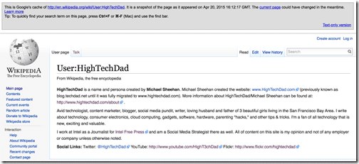 Wikipedia Entry Cached