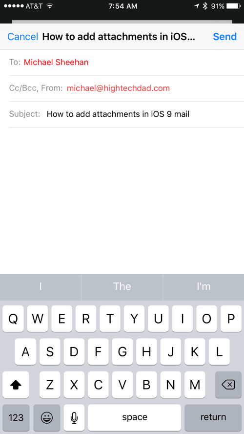 HTD Tip: How To Add Attachments in iOS 9 Email - Email draft
