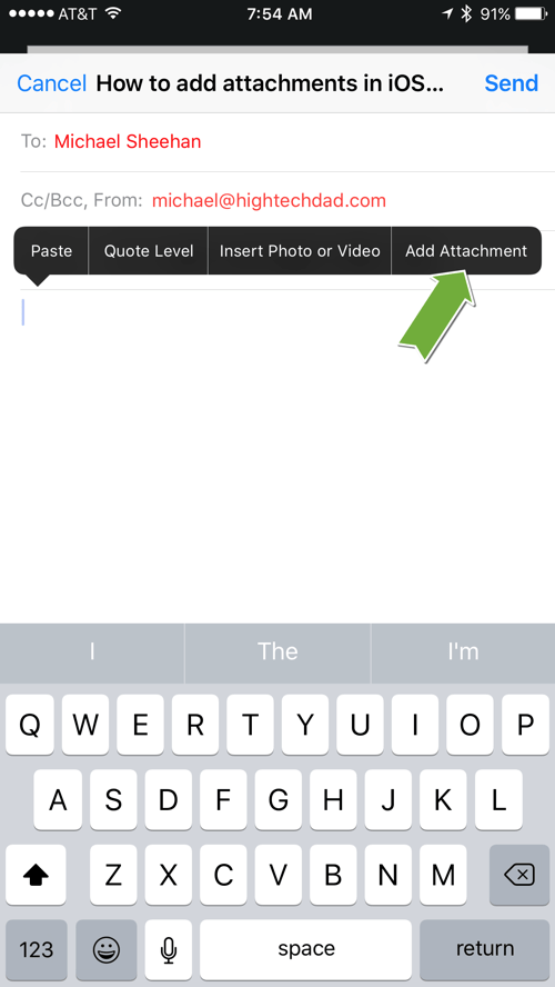 HTD Tip: How To Add Attachments in iOS 9 Email - enable attachments