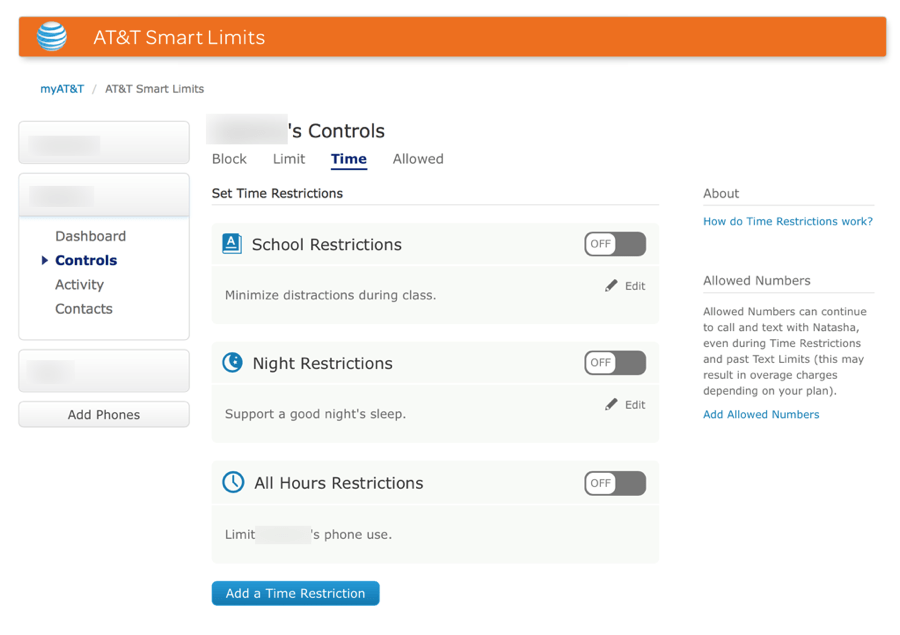 HTD AT&T Smart Limits - Time Restrictions