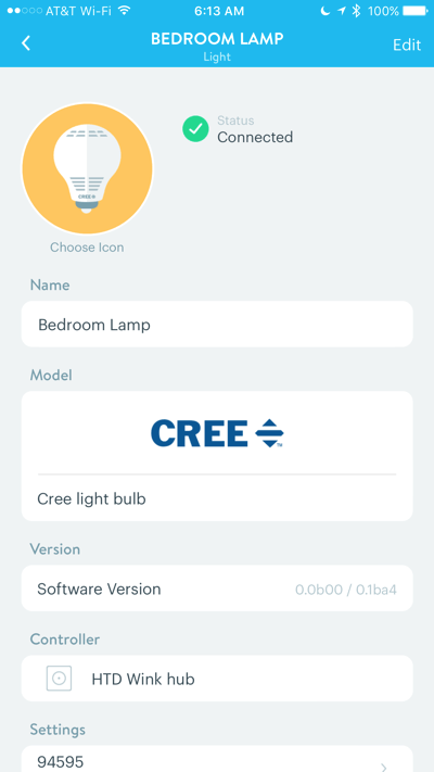 HTD Wink & Cree Connected LED Light Bulb - iOS Cree light connected