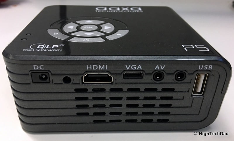 HTD Camping Theater with AAXA P5 Pico Projector - back inputs