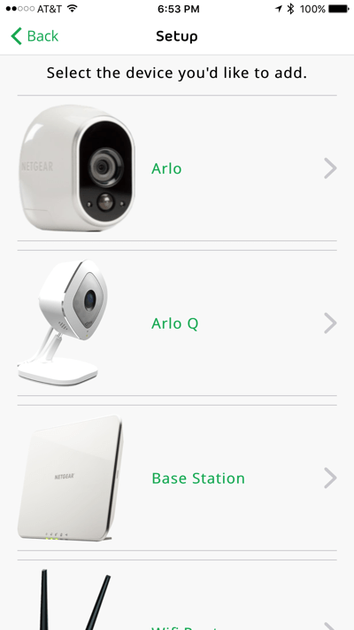 HTD NETGEAR Arlo Q - select device