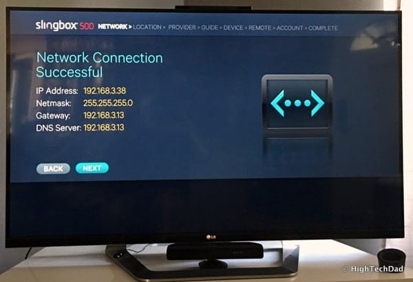 HTD Slingbox 500 setup - network connection success