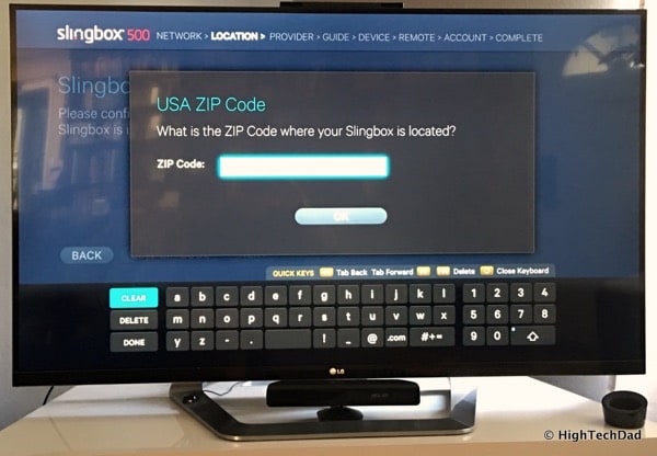 HTD Slingbox 500 setup - zip code