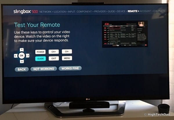 HTD Slingbox 500 setup - test remote