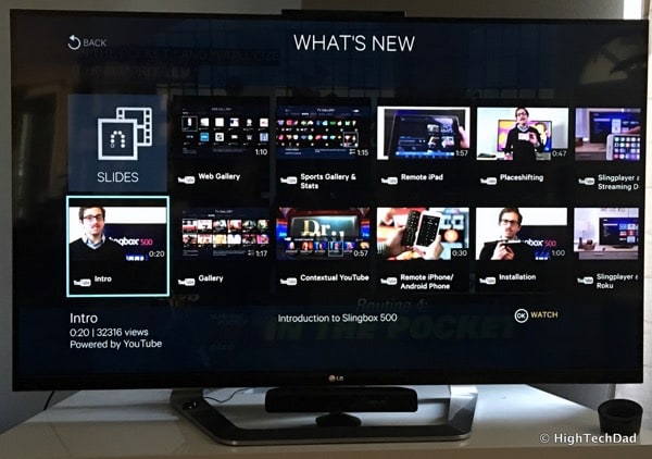 HTD Slingbox 500 - What's New screen