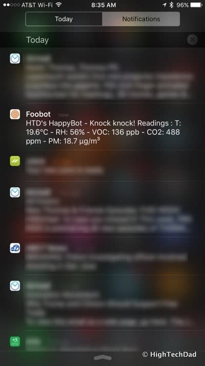 HTD Foobot Review - knock knock notification