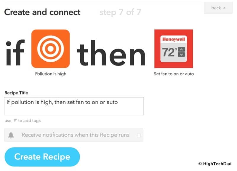 HTD Foobot Review - setting up recipe in IFTTT