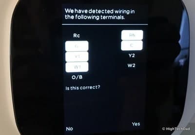 HighTechDad ecobee3 review - detected wiring
