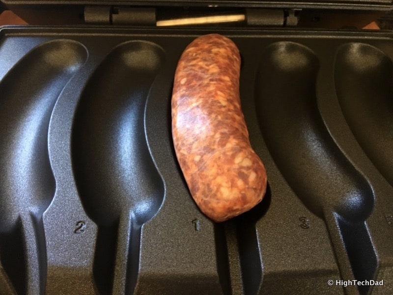 HighTechDad Johnsonville Sizzling Sausage Grill - cooking 1 sausage