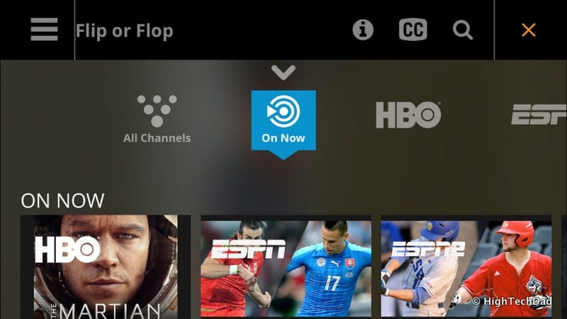 HighTechDad Sling TV - horizontal view on iPhone