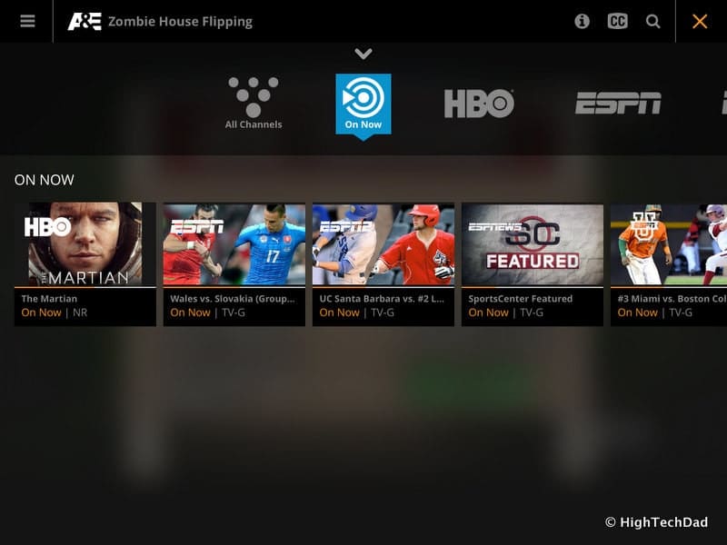 HighTechDad Sling TV - On Now on iPad