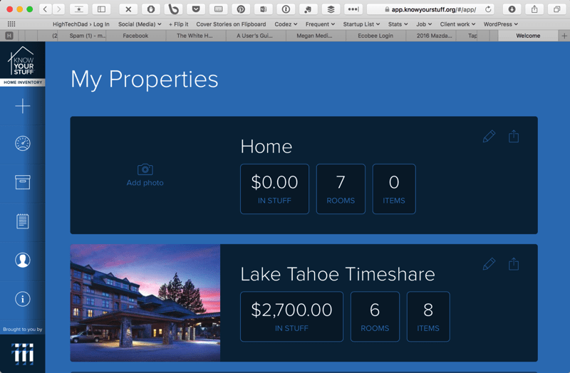 Know Your Stuff - My Properties web interface