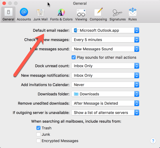 How to set the default email client in MacOS Sierra &amp; El Capitan - default email reader