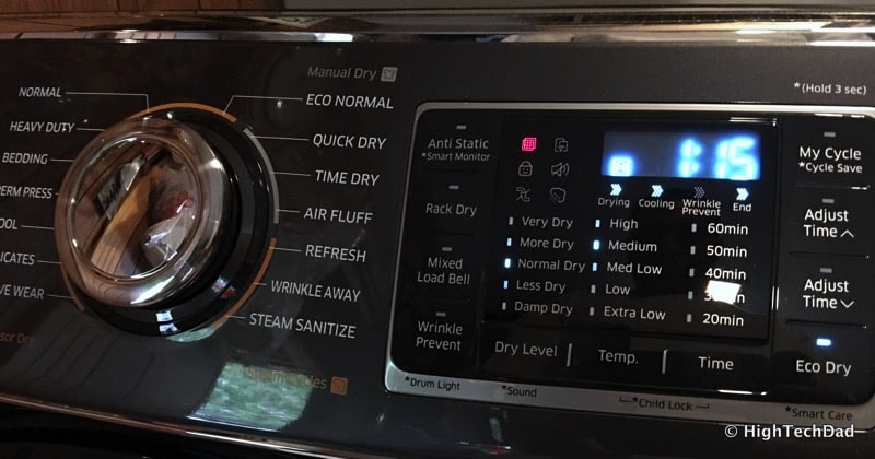 2016 Samsung Clothes Dryer (Model: DV50K7500GV) Review - control panel closeup