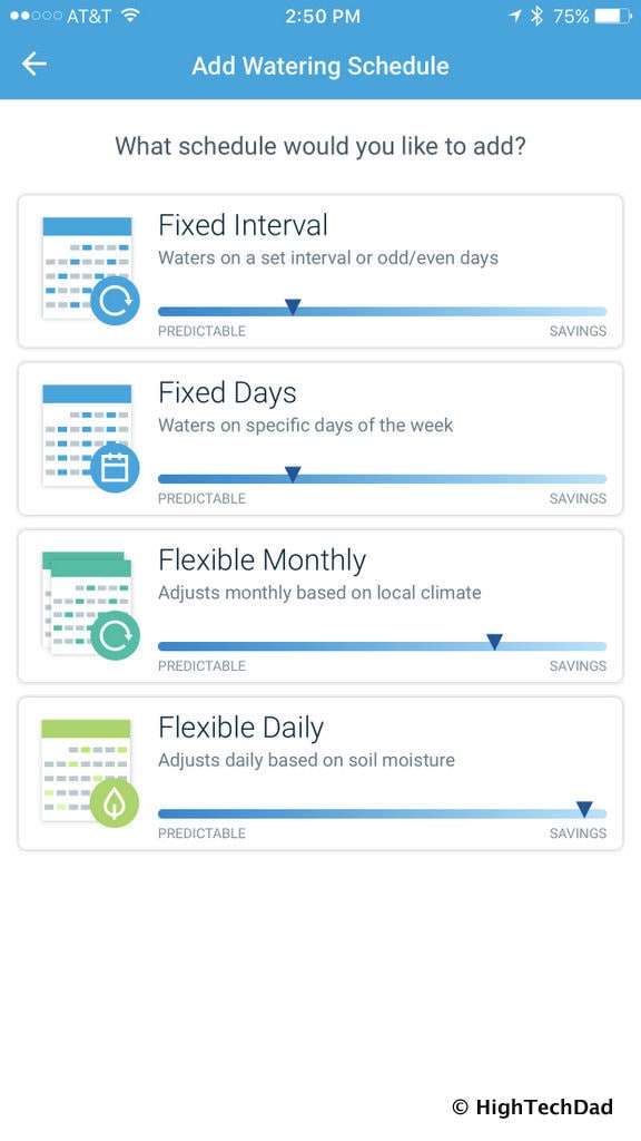 Rachio Smart Sprinkler Controller Review - schedule type