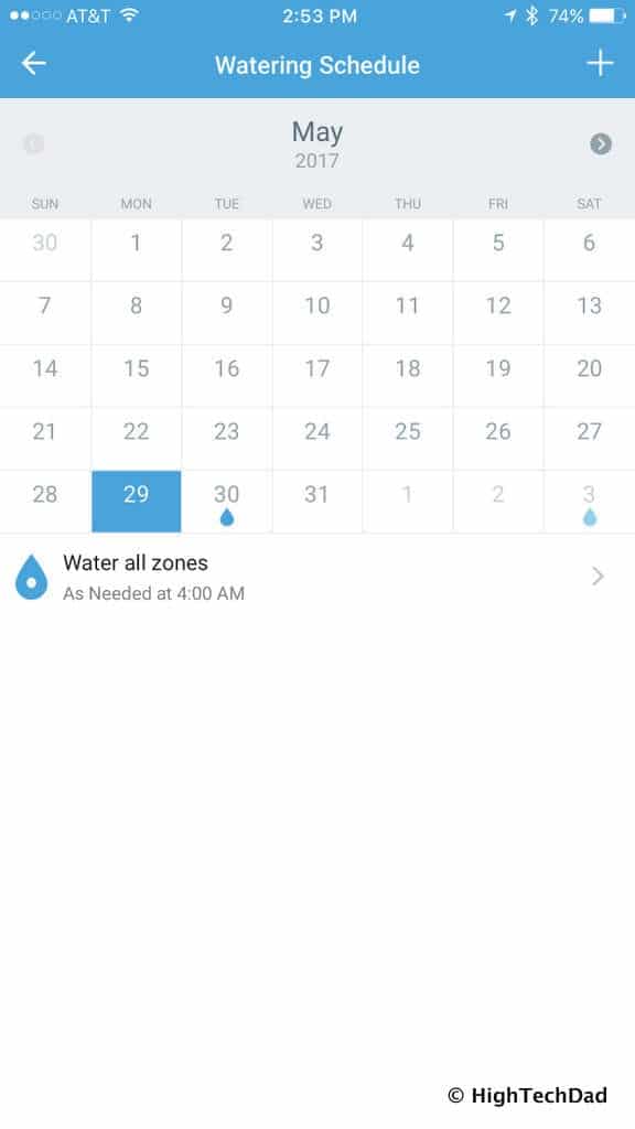 Rachio Smart Sprinkler Controller Review - may calendar