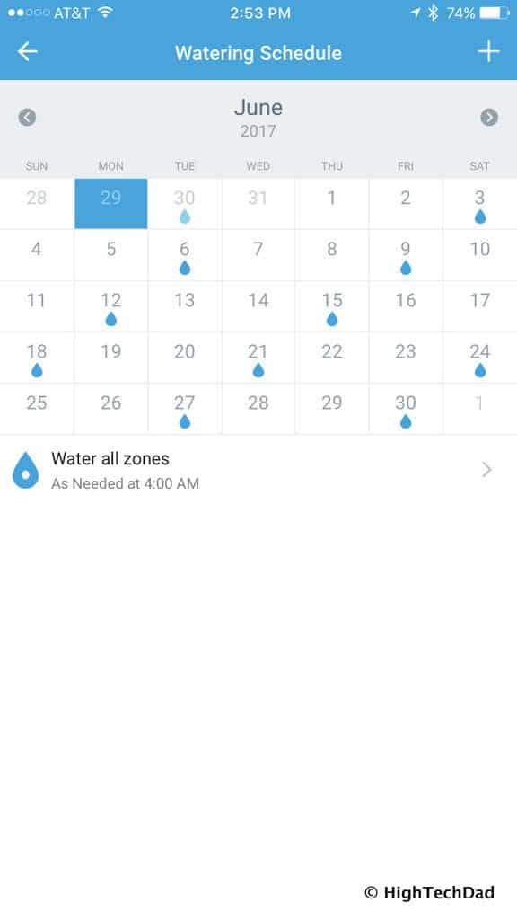 Rachio Smart Sprinkler Controller Review - june calendar