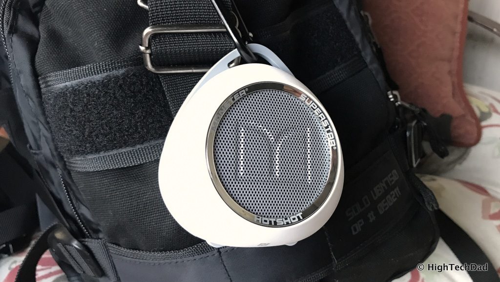 Monster SuperStar HotShot Bluetooth Speaker - on backpack