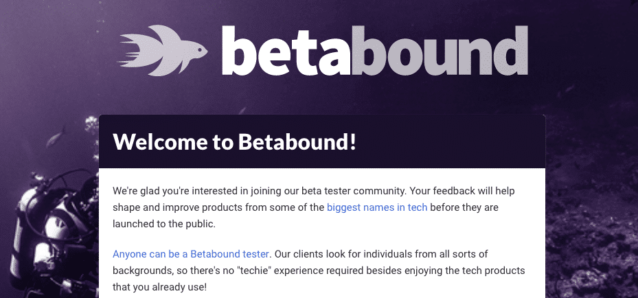 Betabound - sign up