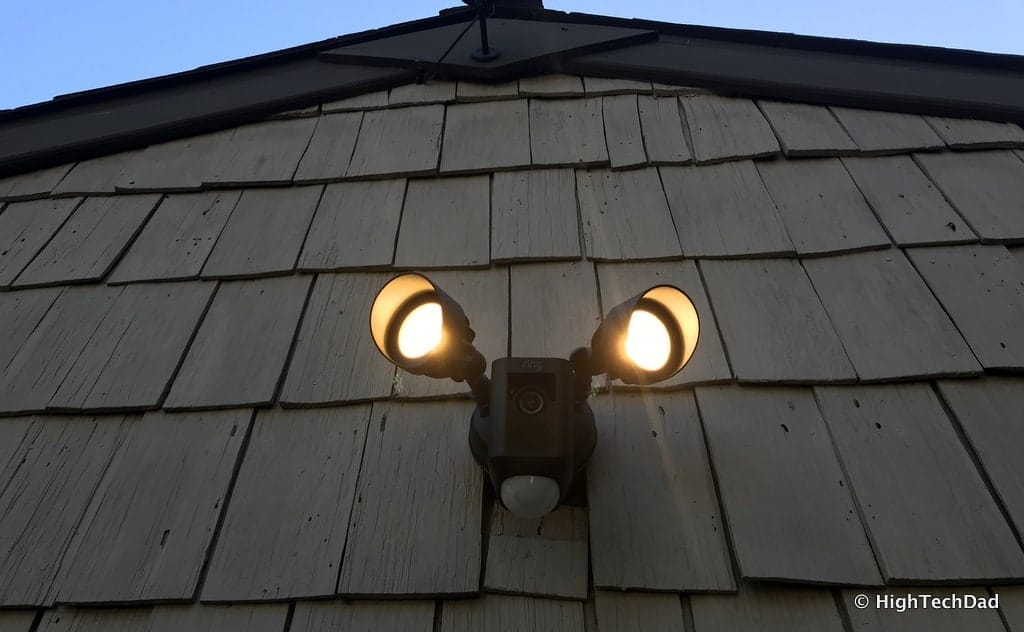 Ring Floodlight Cam - lit at night