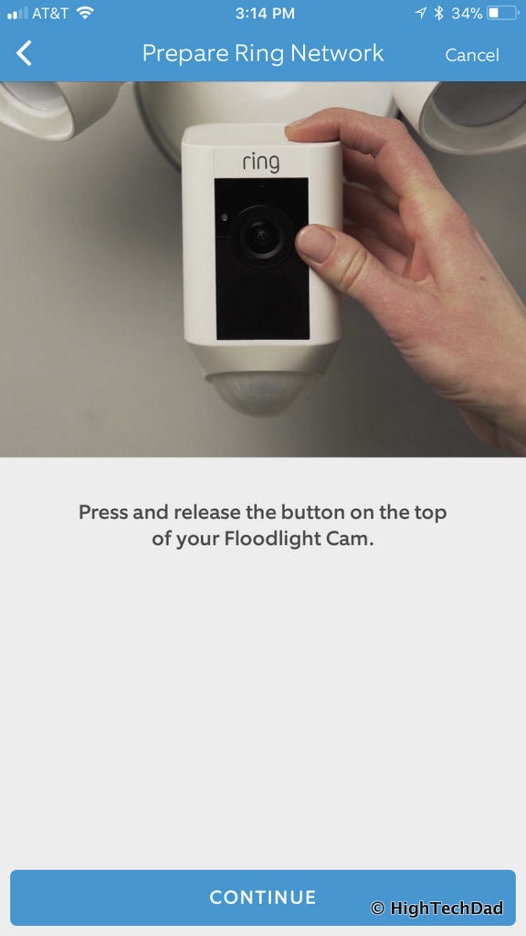 Ring Floodlight Cam - press button