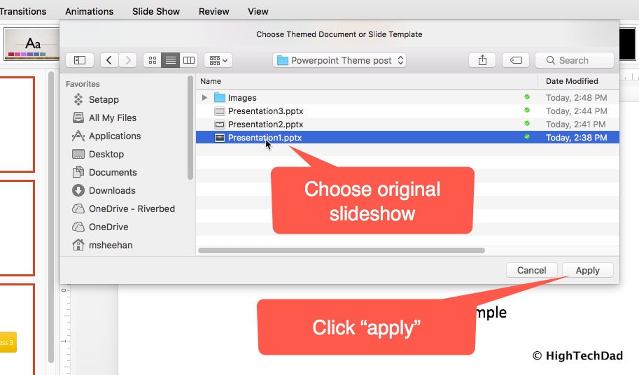 HTD PowerPoint Design - choose click apply