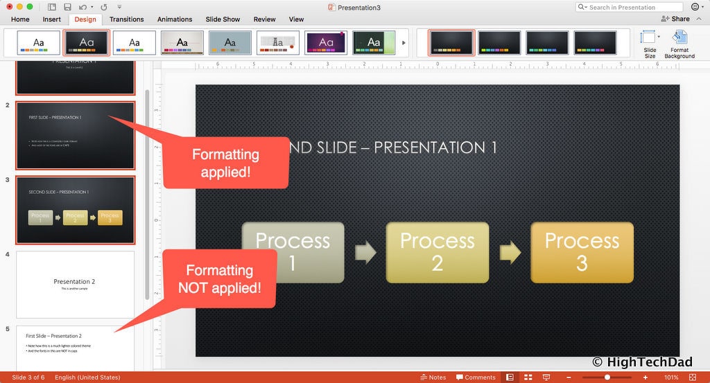 HTD PowerPoint Design - formatting partially applied