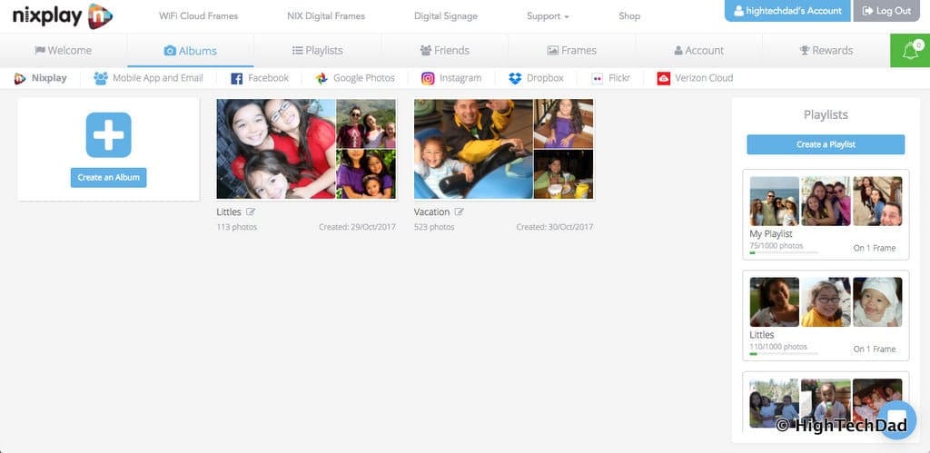 Nixplay Seed Digital Frame Review - web interface album