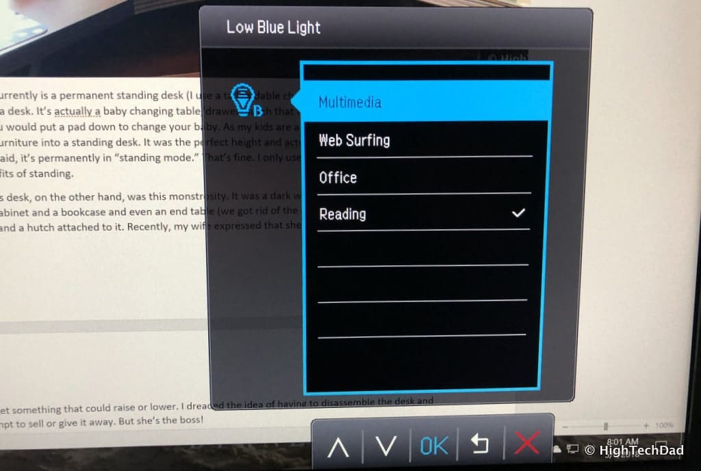 BenQ EW3270U monitor review - Low Blue Light menu