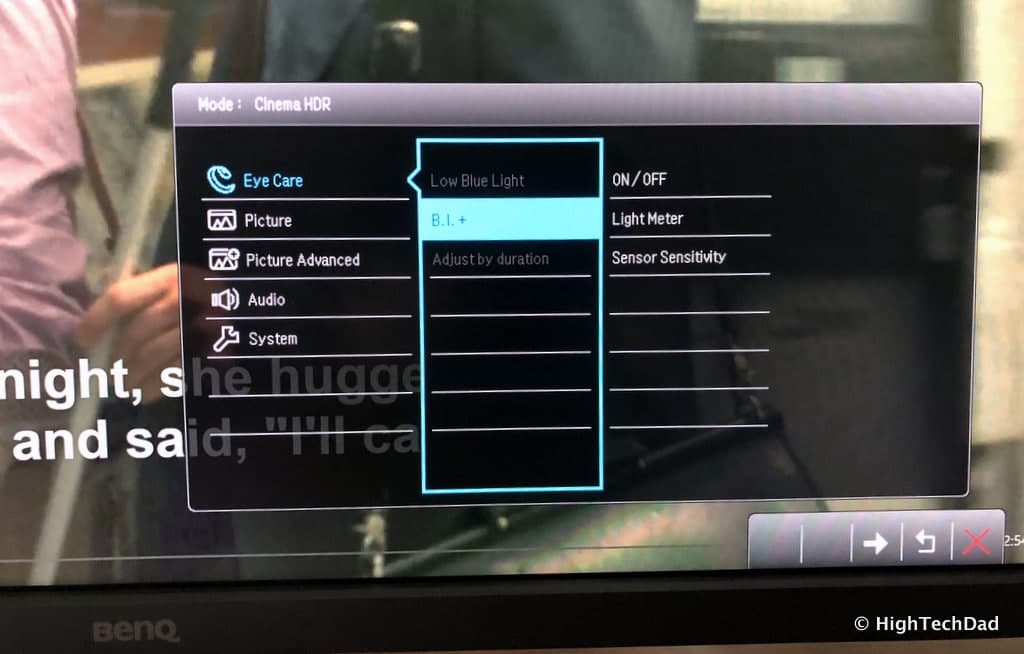 BenQ EW3270U monitor review - Eye Care menu