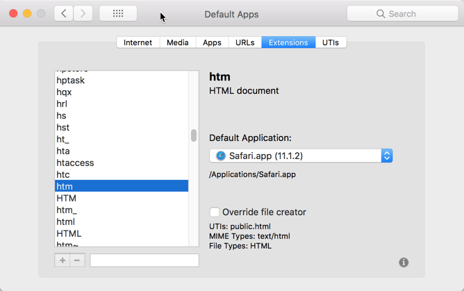HighTechDad - How To set default application on Mac - associate extensions